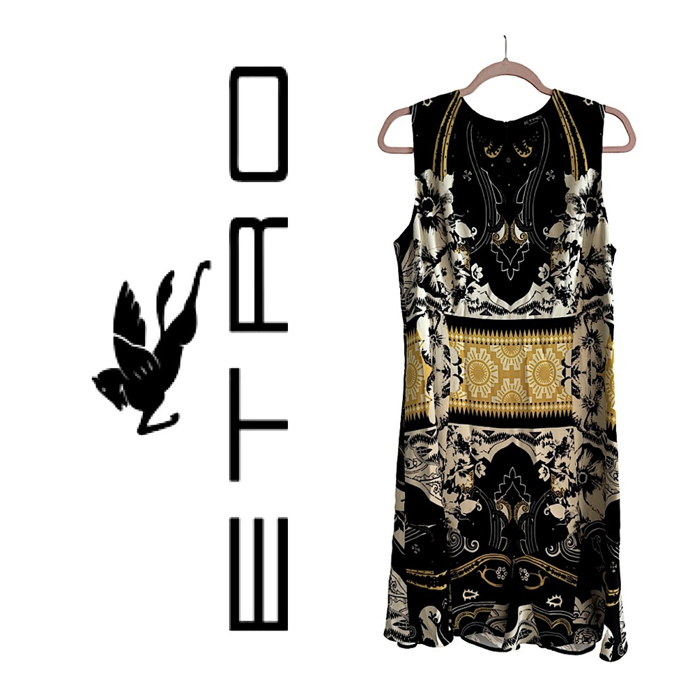 Etro Black and Yellow Gold Women's Dress Size 48 Italy / 12 US